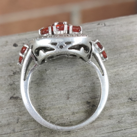 Retired Sterling Chuck Clemency QVC Orange Sapphire Ring - Picture 7 of 7